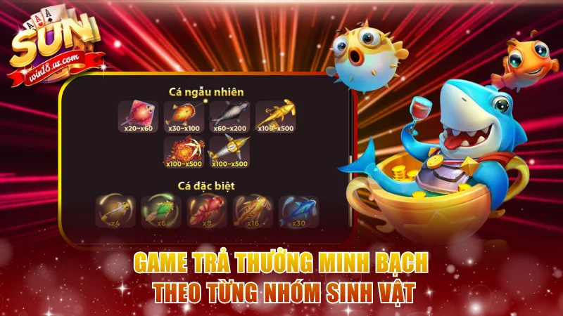 Game trả thưởng minh bạch theo từng nhóm sinh vật